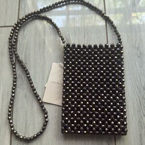 NWT Beaded Mobile Phone Crossbody Bag – Timeless Elegance & Practicality Gray